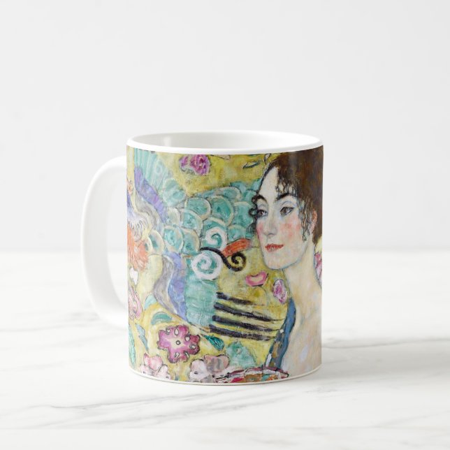 Dam med A Fläkt, Gustav Klimt Kaffemugg (Framsida vänster)