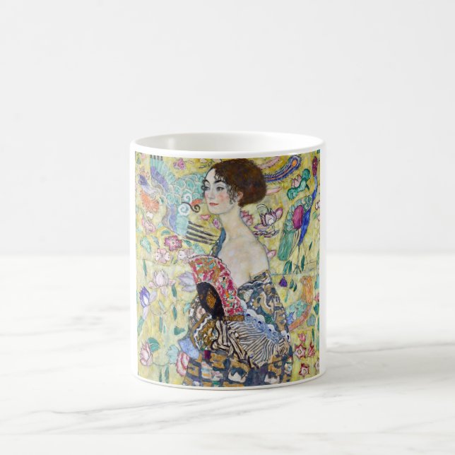 Dam med A Fläkt, Gustav Klimt Kaffemugg (Center)