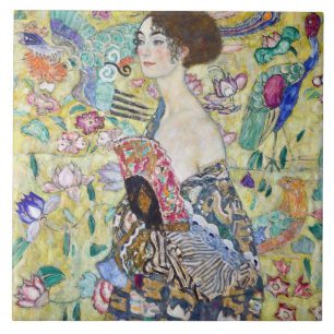 Dam med A Fläkt, Gustav Klimt Kakelplatta