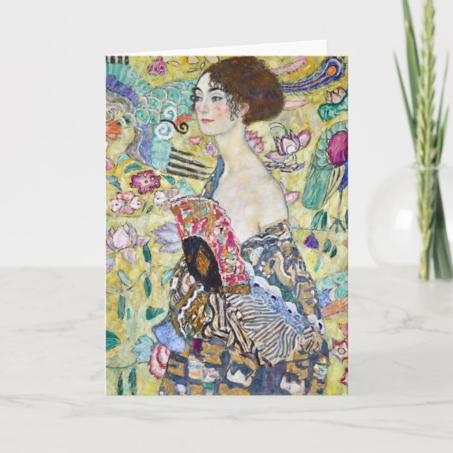Dam med A Fläkt, Gustav Klimt Kort (Framsida)