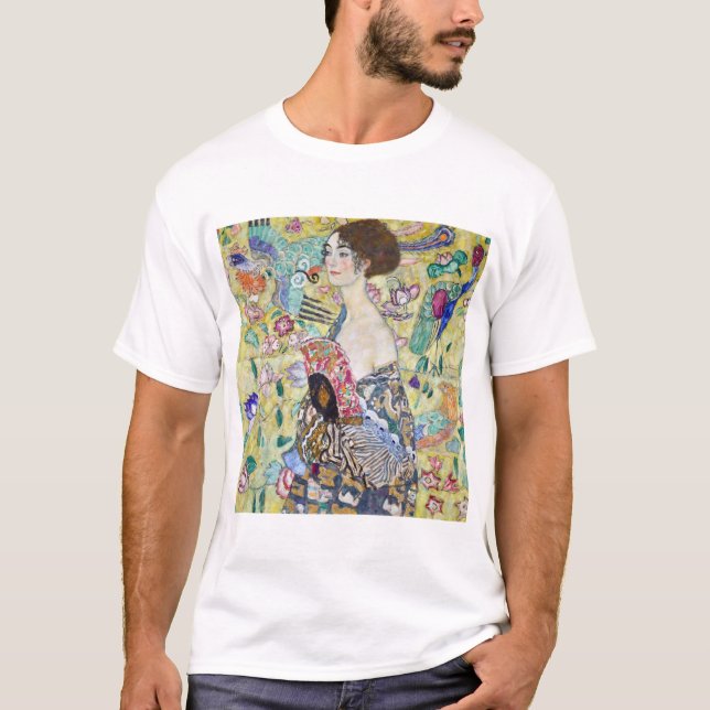 Dam med A Fläkt, Gustav Klimt T Shirt (Framsida)