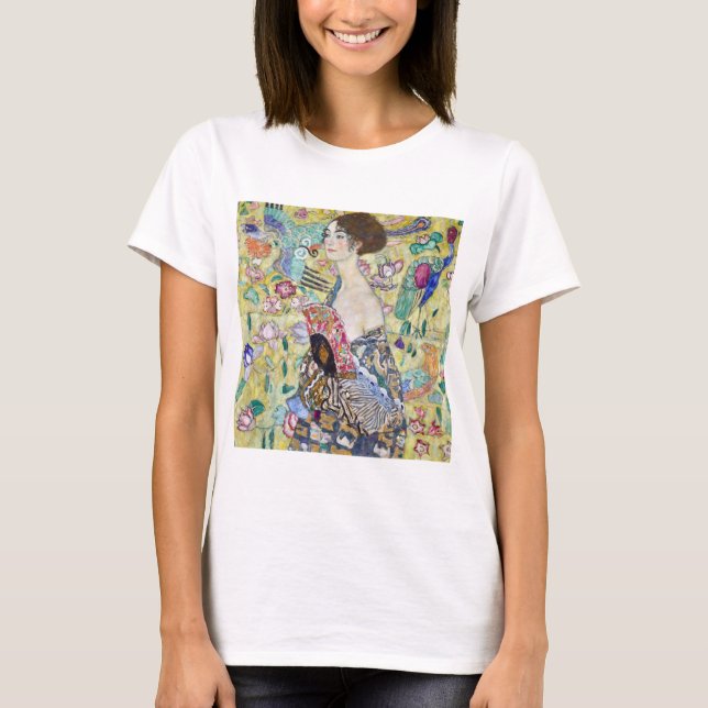 Dam med A Fläkt, Gustav Klimt T Shirt (Framsida)