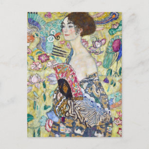 Dam med A Fläkt, Gustav Klimt Vykort