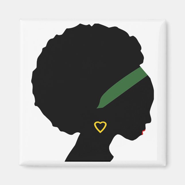 Dam med Afro Silhouette Magnet (Framsidan)