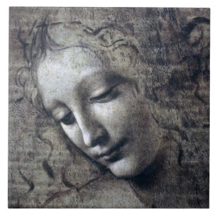 Dam med avkylt hår, Leonardo da Vinci Kakelplatta