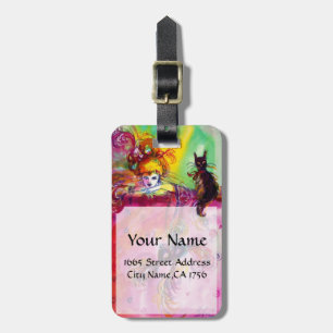 DAM MED BLACK CAT /Mardi Gras Masqueramask Bagagebricka