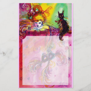 DAM MED BLACK CAT/Venetian Masqueraad Brevpapper