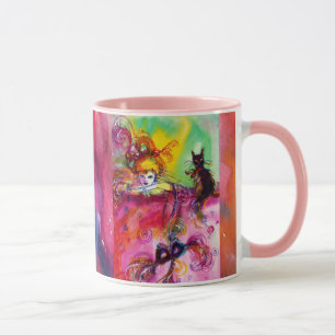 DAM MED BLACK CAT/Venetian Masqueraad Mugg