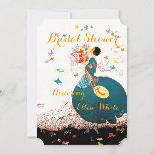 DAM MED BLOMMBOUQUET OCH BUTTERFLIES MONOGRAM INBJUDNINGAR