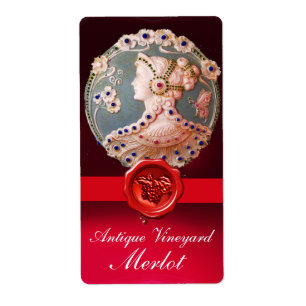 DAM MED BLOMMOR RÖDA DRUVOR VAX SÄAL Bröllop Vin Fraktsedel