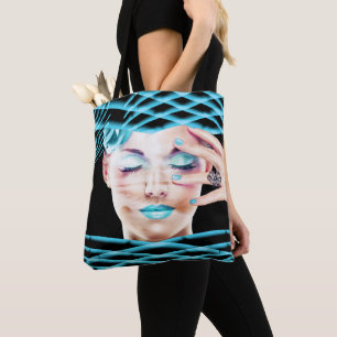 Dam med Blue Makeup Ögon avslutat drömmen Tygkasse