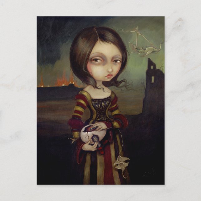 "Dam med bockägg" vykort (Framsida)