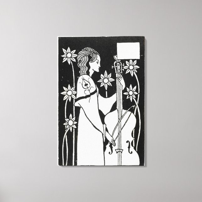 Dam med Cello, från "Le Morte d'Arthur"(litho) Canvastryck (Framsida)
