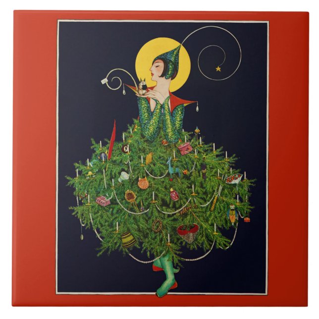 DAM MED CHRISTMAS GIFTS ART DECO BEAUTY MODE KAKELPLATTA (Framsidan)