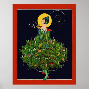DAM MED CHRISTMAS GIFTS ART DECO BEAUTY MODE POSTER