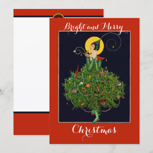 DAM MED CHRISTMAS GIFTS ART DECO Julafton Julkort
