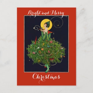 DAM MED CHRISTMAS GIFTS ART DECO Julafton Vykort