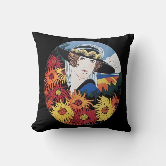 Dam med Chrysanthemum Flowers Kudde (Framsida)