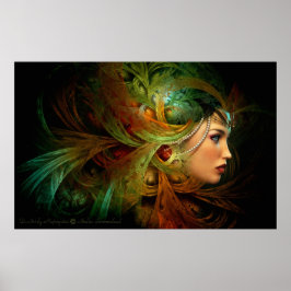 Dam med elegant headdress poster