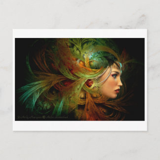 Dam med elegant headdress vykort