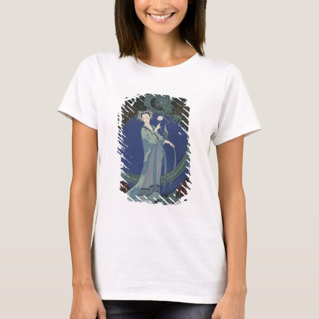 Dam med en drake (färg litho) t shirt (Framsida)