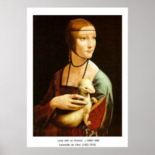 Dam med en Ermin, Leonardo Da Vinci Poster