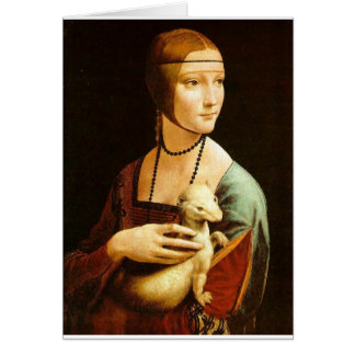 Dam med en Ermine av Leonardo Da Vinci C. 1490 Hälsningskort