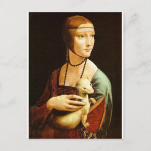 Dam med en Ermine av Leonardo Da Vinci c. 1490 Vykort