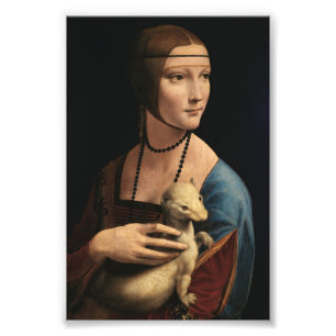 Dam med en Ermine av Leonardo da Vinci Fototryck