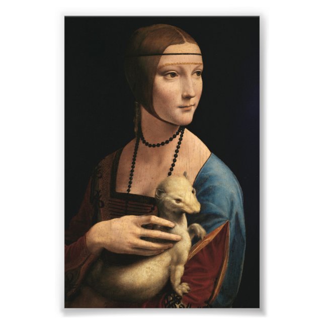 Dam med en Ermine av Leonardo da Vinci Fototryck (Framsidan)