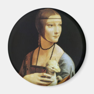 Dam med en Ermine av Leonardo da Vinci Magnet
