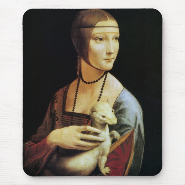 Dam med en Ermine av Leonardo da Vinci Musmatta (Framsidan)