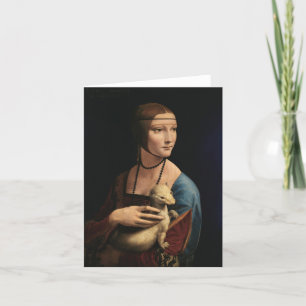 Dam med en Ermine av Leonardo da Vinci Tack Kort