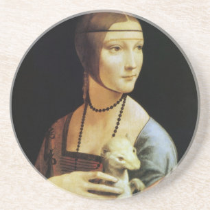 Dam med en Ermine av Leonardo da Vinci Underlägg Sandsten
