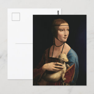 Dam med en Ermine av Leonardo da Vinci Vykort