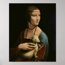 Dam med en Ermine - Da Vinci Porträtt-utskrift