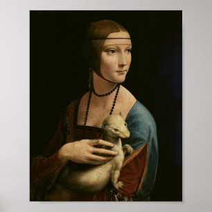 Dam med en Ermine - Da Vinci Porträtt-utskrift Poster
