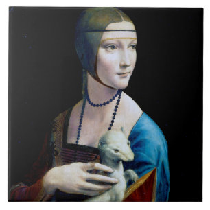 Dam med en Ermine, Leonardo da Vinci Kakelplatta