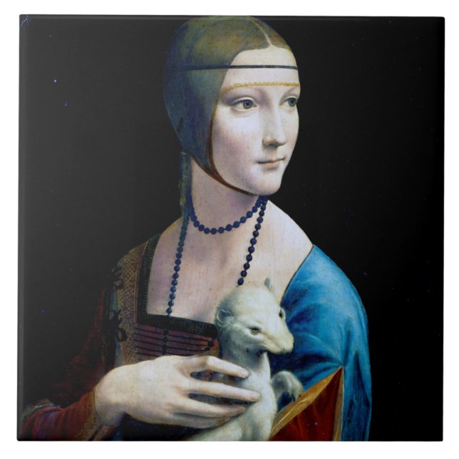 Dam med en Ermine, Leonardo da Vinci Kakelplatta (Framsidan)