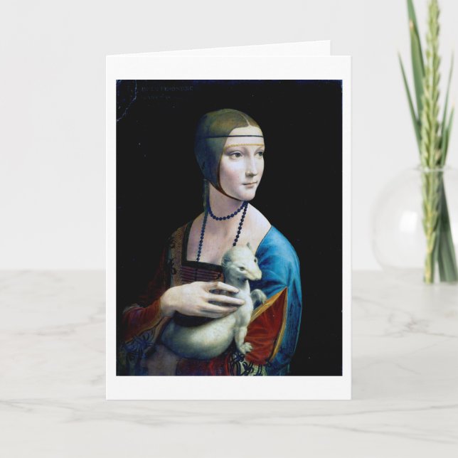 Dam med en Ermine, Leonardo da Vinci Kort (Framsida)