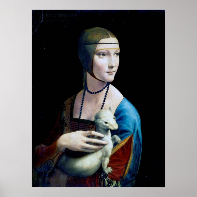 Dam med en Ermine, Leonardo da Vinci Poster (Framsidan)