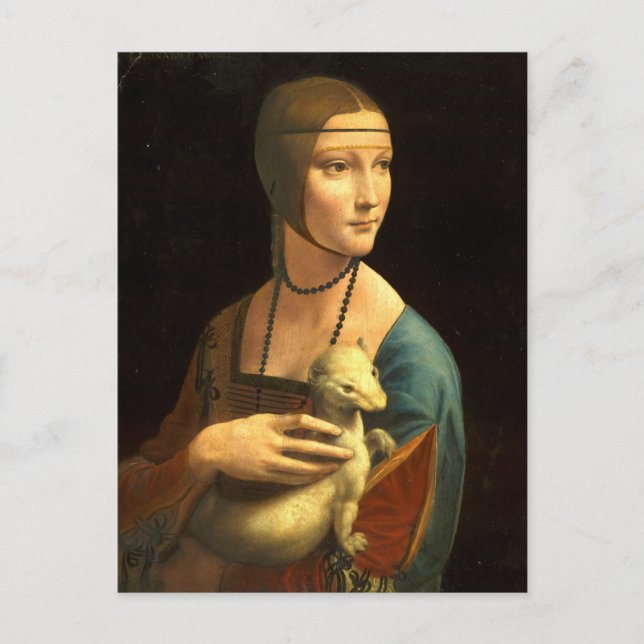 Dam med en Ermine Vykort (Framsida)