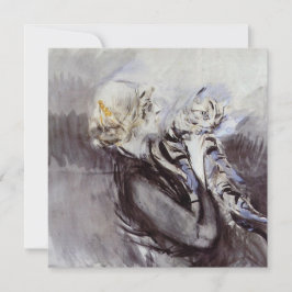 Dam med en grå katt (av Giovanni Boldini) Kort