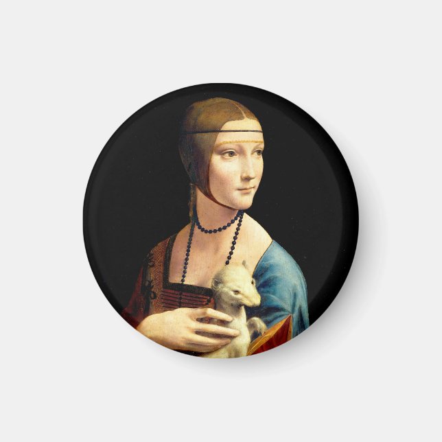 Dam med en hermelin av Leonardo Da Vinci Magnet (Framsidan)