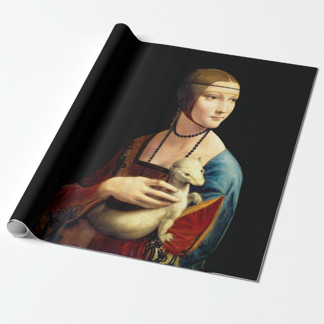 Dam med en hermelin av Leonardo Da Vinci Presentpapper (Utrullad)