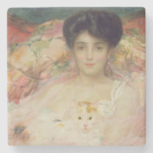 Dam med en katt, 1904 underlägg sten
