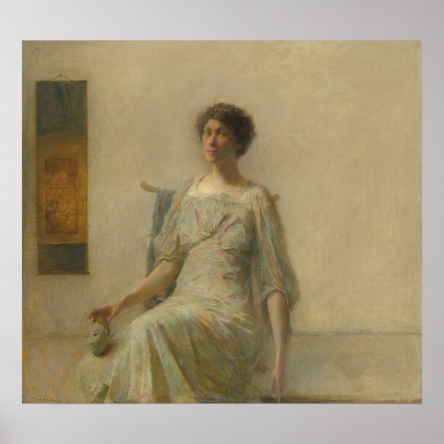 Dam med en mask - Thomas Dewing Fine Art Poster (Framsidan)