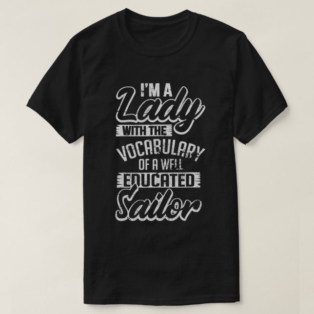 Dam med en välutbildad sjöman som vakthavare t shirt (Design framsida)