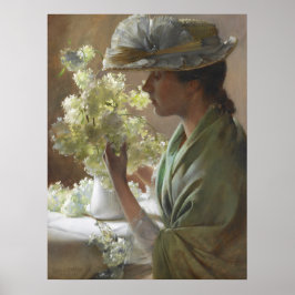 Dam med ett Bouquet av Charles Courtney Curran Poster