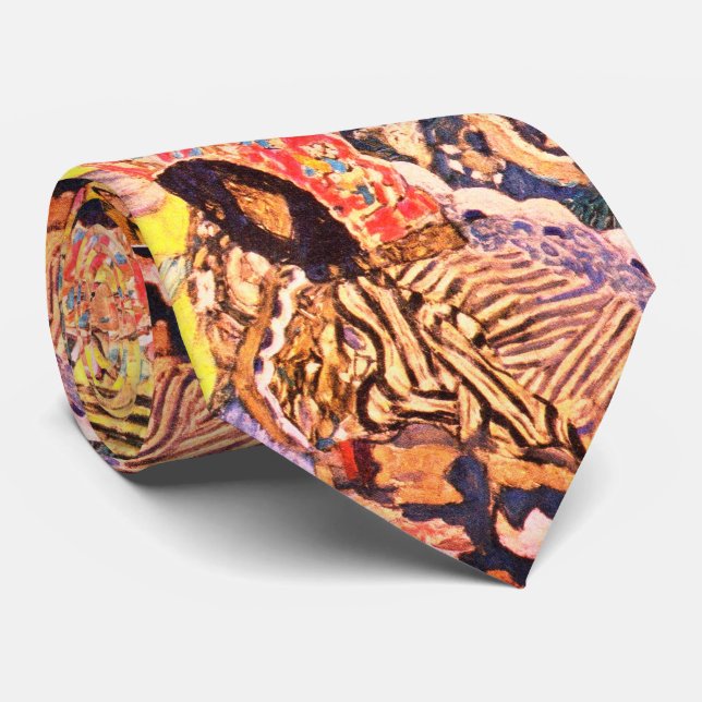 Dam med Fläkt av Gustav Klimt Slips (Rullad)